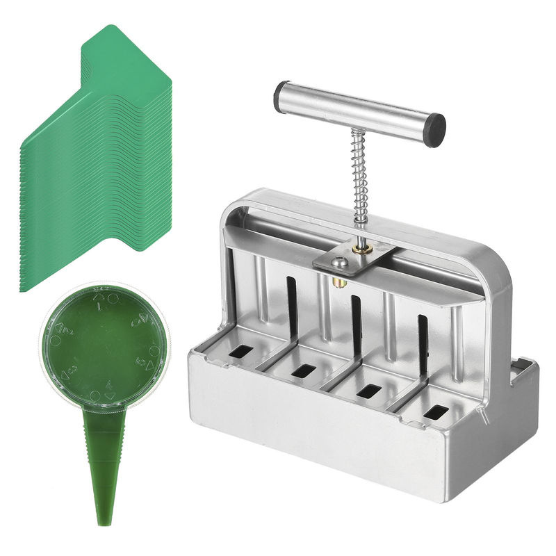 Aimo Bodenblocker 8-Zellen-Werkzeugsatz mit 3 Saatstift-Größen und Hole Digger in Silber aus verzinktem Stahl - Bild 3