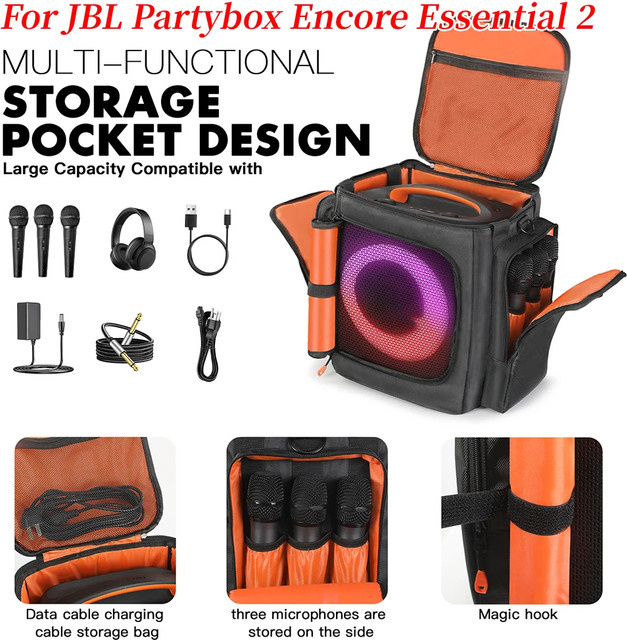 Stoßfeste Lautsprecher-Schutzhülle für JBL Partybox Encore Essential in Schwarz und Silber - Bild 1