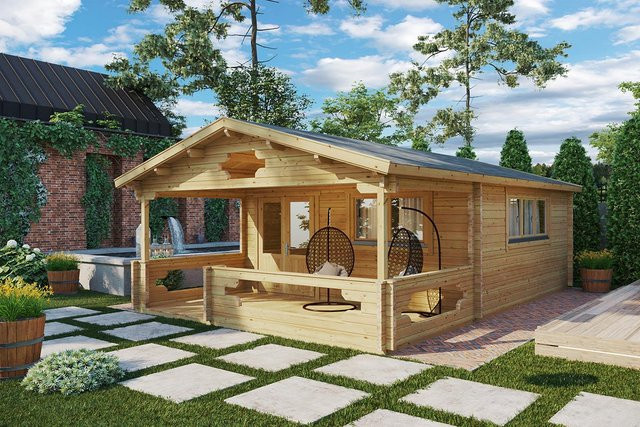 Gartenhaus Armin XL mit Veranda und Terrassenüberdachung B/T: 8 x 5 m - Bild 1