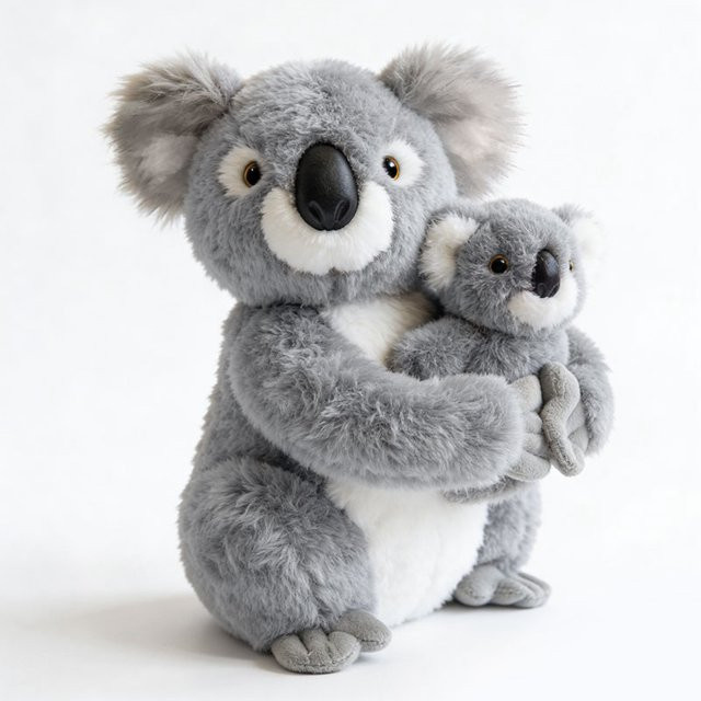 MIAOOWA Mutter-Kind-Koala-Tier-Plüschpuppe, 27 cm, Grau, Bunt / Mehrfarbig - Bild 1
