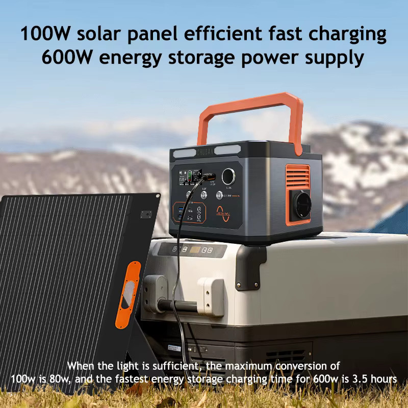 CHUBAN Tragbare Powerstation 600W mit 100000mAh Solargenerator und optionalem 100W Solarpanel in Schwarz - Bild 2