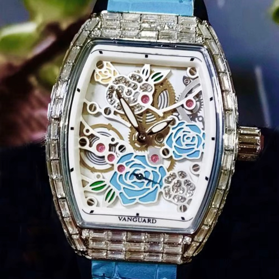 Geneva Armbanduhr, Diamantbesetzt, Eckig, Gold, Weiß, Damen - Bild 2