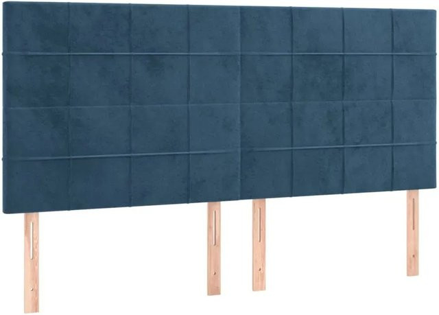 vidaXL LED Kopfteil aus Samt in Dunkelblau mit integrierter Beleuchtung und USB-Anschluss, B: 160 cm, T: 5 cm, H: 118 cm - Bild 1
