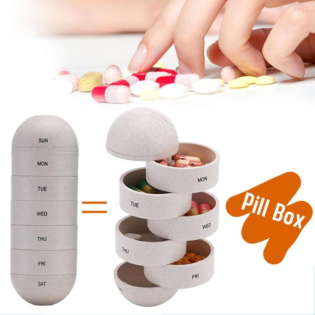 Wöchentlicher Pillenorganisator aus Fiber für unterwegs von Beautyyy, Weiß - Bild 1
