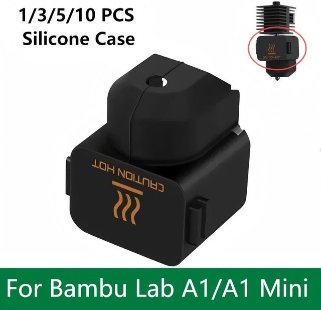 Bambu Lab Silikonsocken für A1 Mini Heizblock und Hotend als Wärmedämmgehäuse in Schwarz - Bild 1