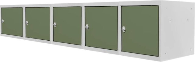 PROREGAL Blocky Schließfachwürfel Set aus 5 Stück mit Drehriegelschloss für Vorhängeschlösser, Farbe: Lichtgrau/Grün, B/T/H: 40 x 40 x 40 cm - Bild 1
