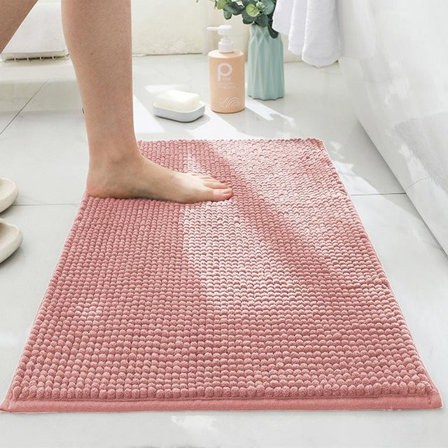 Yiran Furniture Chenille-Fußmatte rutschfest und saugfähig, B/T: 60 x 40 cm, Blau oder Pink - Bild 1