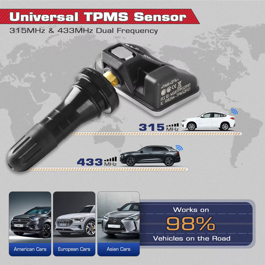 Autel MX-Sensor TPMS 2-in-1 Einpressbare Reifensensoren in Schwarz, 315MHz und 433MHz, kompatibel mit TS501 Pro und TS508WF - Bild 3
