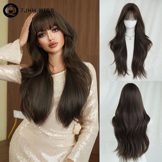 7JHH WIGS Perücke, braun, gewelltes Haar, Damen - Bild 1