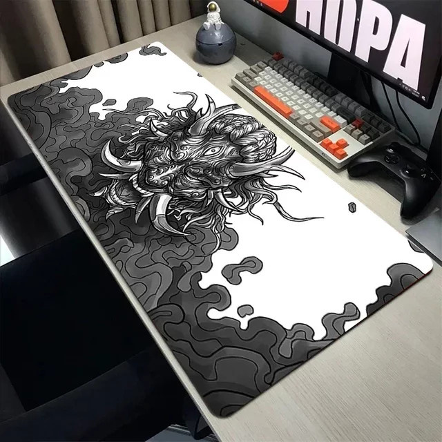 Japan Oni Mauspad in Multicolour mit HD-Druck, rutschfeste Gaming-Schreibtischunterlage aus Gummi, B/B/H: 80 x 40 cm - Bild 1