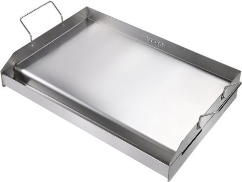VEVOR Grillplatte aus Edelstahl für den Herd, rechteckige Doppelbrenner-Griddle-Pfanne mit Ölrinne und Griffen, vorbeschichtet und antihaftbeschichtet, Silber, Breite: 59,7 cm, Tiefe: 40,6 cm - Bild 1