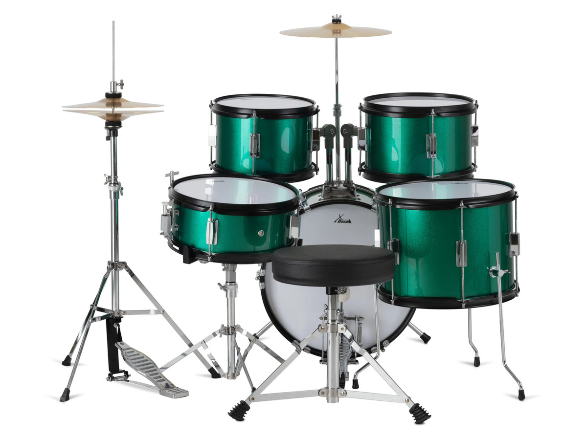 XDRUM Junior Pro Kinder Schlagzeug Green Sparkle inkl Schule - Bild 3