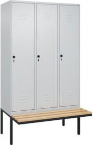 C+P Spind Classic PLUS Garderobenspind mit Sitzbank, 3 Abteile, Grau/Schwarz, B/T/H: 212 x 120 x 81,5 cm - Bild 1