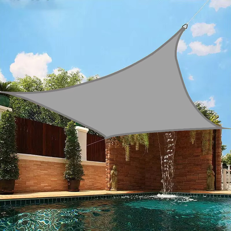 Wasserdichtes Sonnenschutz-Segel aus Polyester in Beige und Grau, rechteckiges Sonnentuch zum UV- und Regenschutz, B/T: 200 x 200 cm - Bild 2