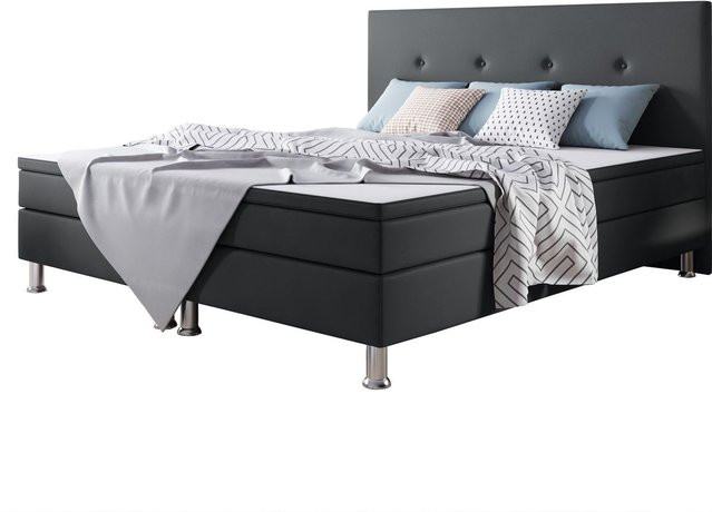 Inter Trading Boxspringbett Jump in Anthrazit mit Webstoff, B/T: 180 x 200 cm - Bild 2
