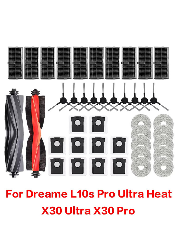 Dreame Zubehör-Set für L10s Pro Ultra Heat X30 Ultra X30 Pro Plus in Schwarz mit Bürsten, Filtern, Wischmopps und Staubbeuteln - Bild 3
