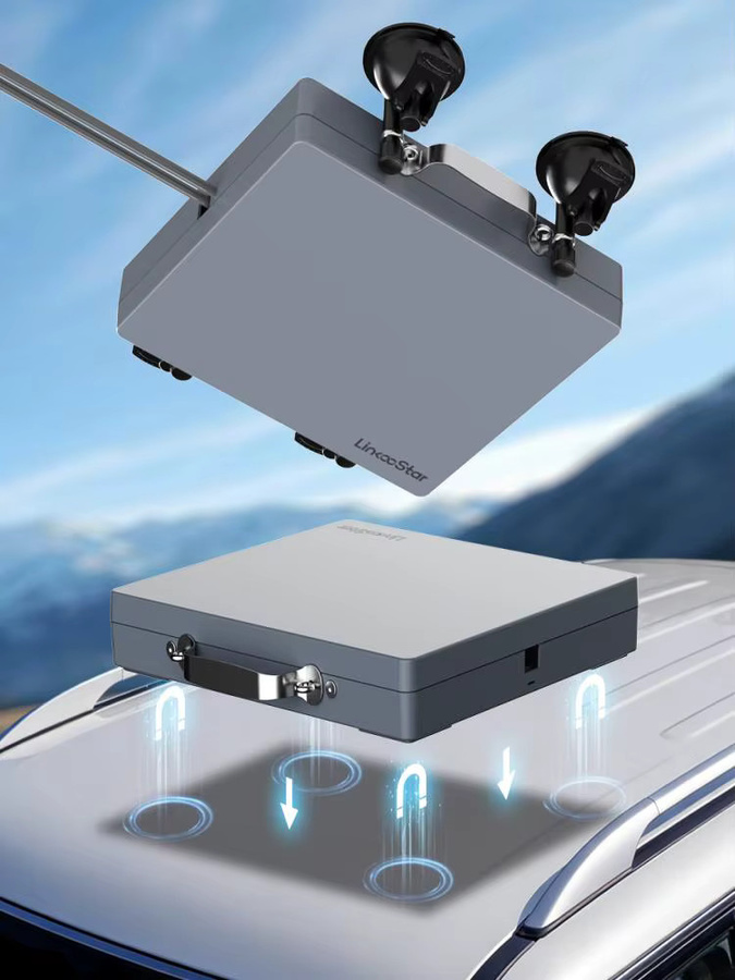 FONKEN Vollschutz-Hülle für Starlink Mini mit magnetischer Saugnapfhalterung in Grau für Auto, Wohnmobil und Camping - Bild 5