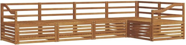 vidaXL Outdoor-Sofagarnitur 5-teilig aus Massivholz Akazie in Natur Braun, L-Form mit Ecksofa und Mittelsofas - Bild 1