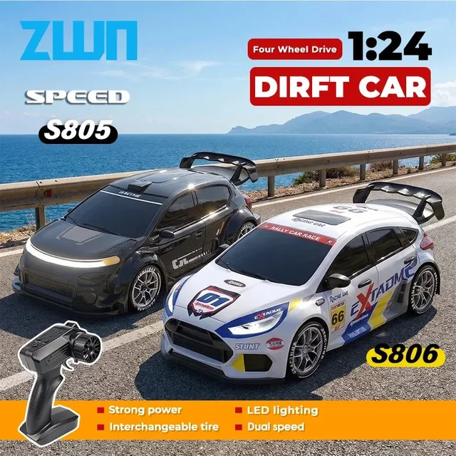 ZWN Drift-Auto, ferngesteuert, 1:24, mit LED-Lichtern - Bild 1