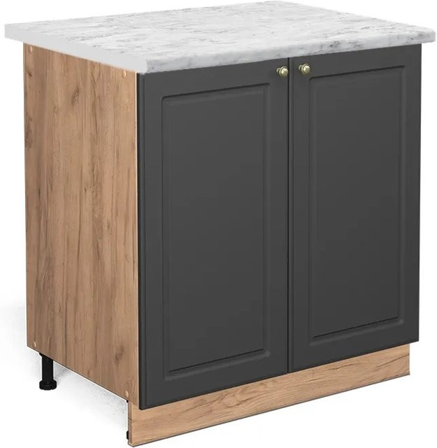 Vicco Spülenunterschrank Fame-Line in Anthrazit-Gold und Eiche mit Regal, B/T/H: 80 x 60 x 82 cm - Bild 1