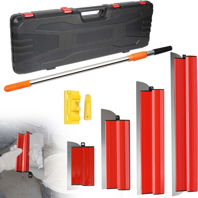 HGTUGO Edelstahl-Schaber mit einziehbarem Griff in Rot für Tapetenentfernung, Füll-, Dichtungs- und Verputzarbeiten - Bild 1