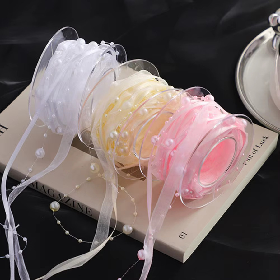 Perlenband für Kleidung und Geschenkverpackungen, 1 Rolle, 4,5 m Länge, Weiß und Mehrfarbig - Bild 4