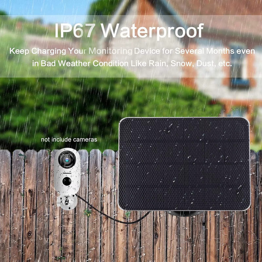 Tragbares Solarpanel in Schwarz mit 3 W, 5 V, monokristalliner Technologie, 360 Grad verstellbarer Halterung und USB-Anschluss, IPX6 wasserfest, ideal für Türklingeln und Hofbeleuchtung - Bild 3