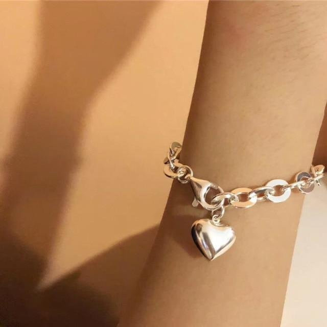 Foxanry Armband, 925 Silber, Vintage, Damen, Herz Quaste, brown - Bild 1