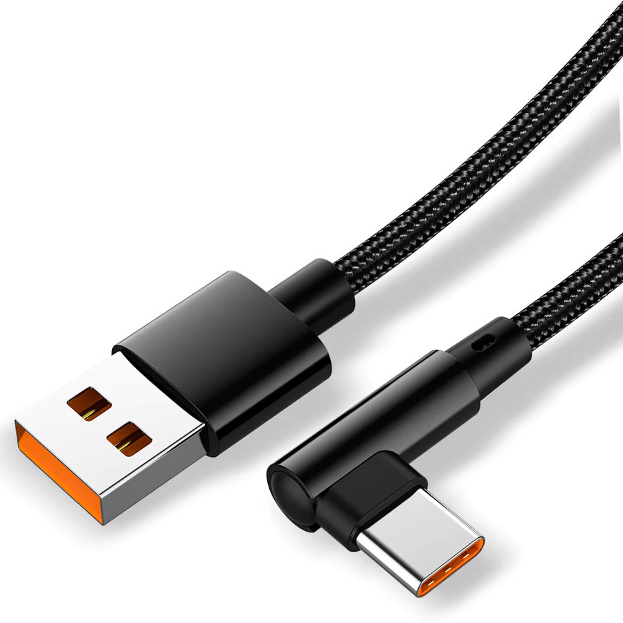 66W USB-C Datenkabel mit Ellenbogen-Stecker für superschnelle Ladung in Schwarz und Rot - Bild 4