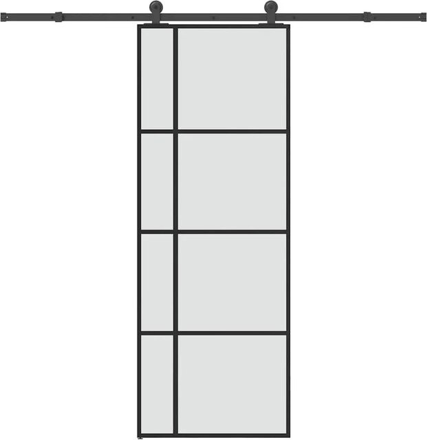 vidaXL Schiebetür mit Beschlag aus ESG-Glas und Aluminium in Schwarz, B: 76 cm, H: 205 cm - Bild 1