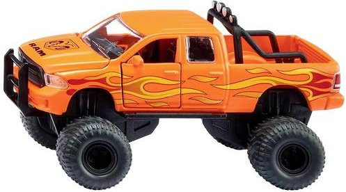 SIKU Modellfahrzeug Dodge RAM 1500 mit Flammendekor und Ballonreifen in Schwarz/Orange, Maßstab 1:50 - Bild 1