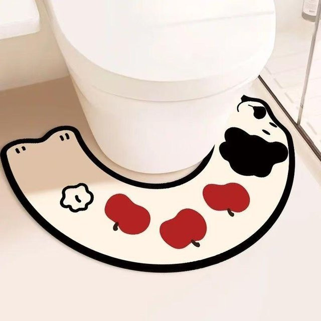 U-förmige Toilettenbodenmatte von Yiran Health & Beauty, rutschfeste und waschbare Kieselgurmatte für das Badezimmer, B/T: 50 x 55 cm - Bild 1