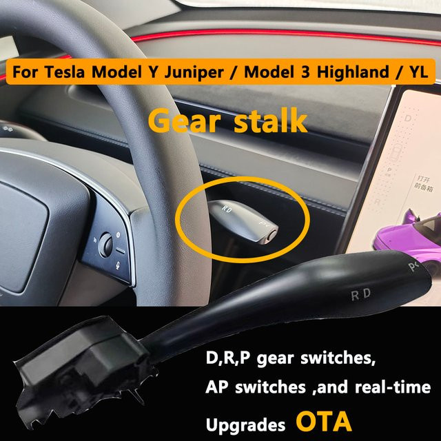 EFDKC Schalthebel-Set mit D-P-R-Anzeige für Tesla Model Y Juniper, Model YL und Model 3 Highland in Schwarz - Bild 1