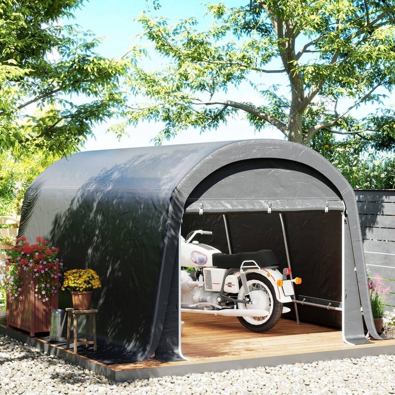 Outsunny Aufbewahrungszelt für Fahrräder und Geräte aus Kunststoff und verzinktem Stahl, Dunkelgrau, B: 300 cm, H: 230 cm, T: 450 cm - Bild 5