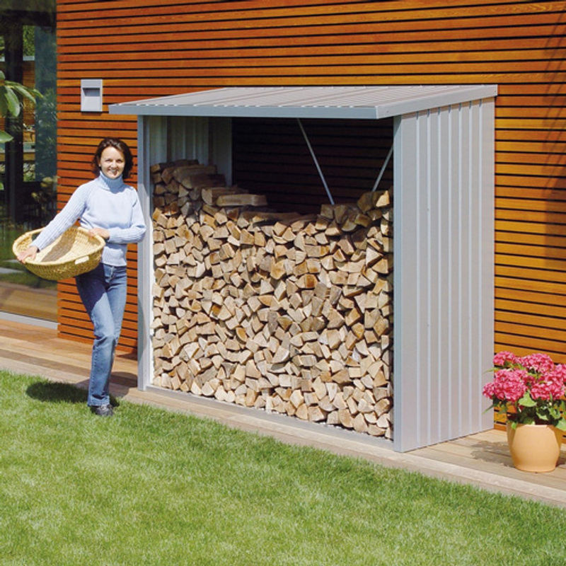 Biohort Kaminholzregal WoodStock 150 Kaminholzlager Silber-Metallic B/H/T: 157 x 199 x 102 cm - Bild 3