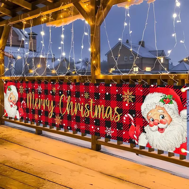 VIKAMA Weihnachtsbanner Frohe Weihnachten 2025 als hängender Hintergrund für drinnen und draußen, Multicolor - Bild 2