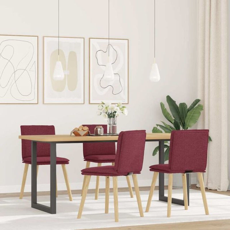Set aus 4 modernen Esszimmerstühlen von vidaxl in Rot aus Stoff - Bild 1