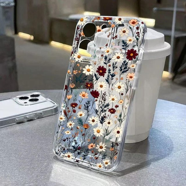 Transparente Handyhülle mit Blumenblatt-Design für Samsung Galaxy S25 Plus, S25 Ultra, S26 Ultra und weitere Modelle, TPU Schutzhülle in Multicolour - Bild 1