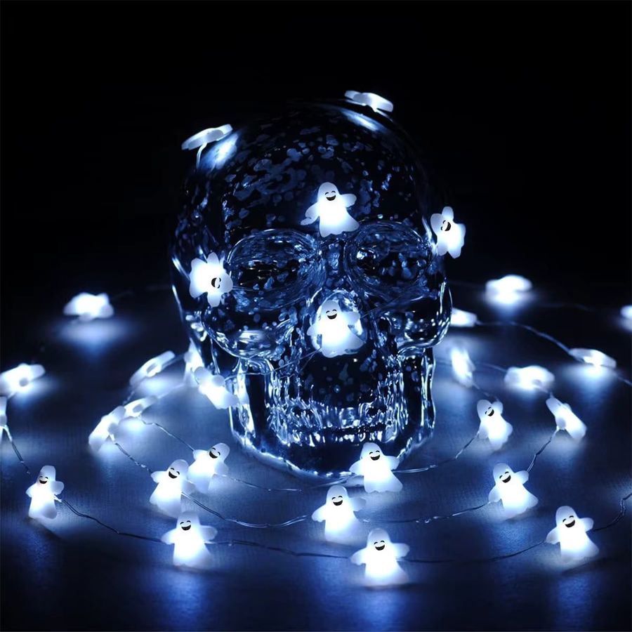 Peach Forest LED Spooky Ghost Kupferdraht Lichterkette Batteriebetrieben für Halloween Dekoration - Bild 4