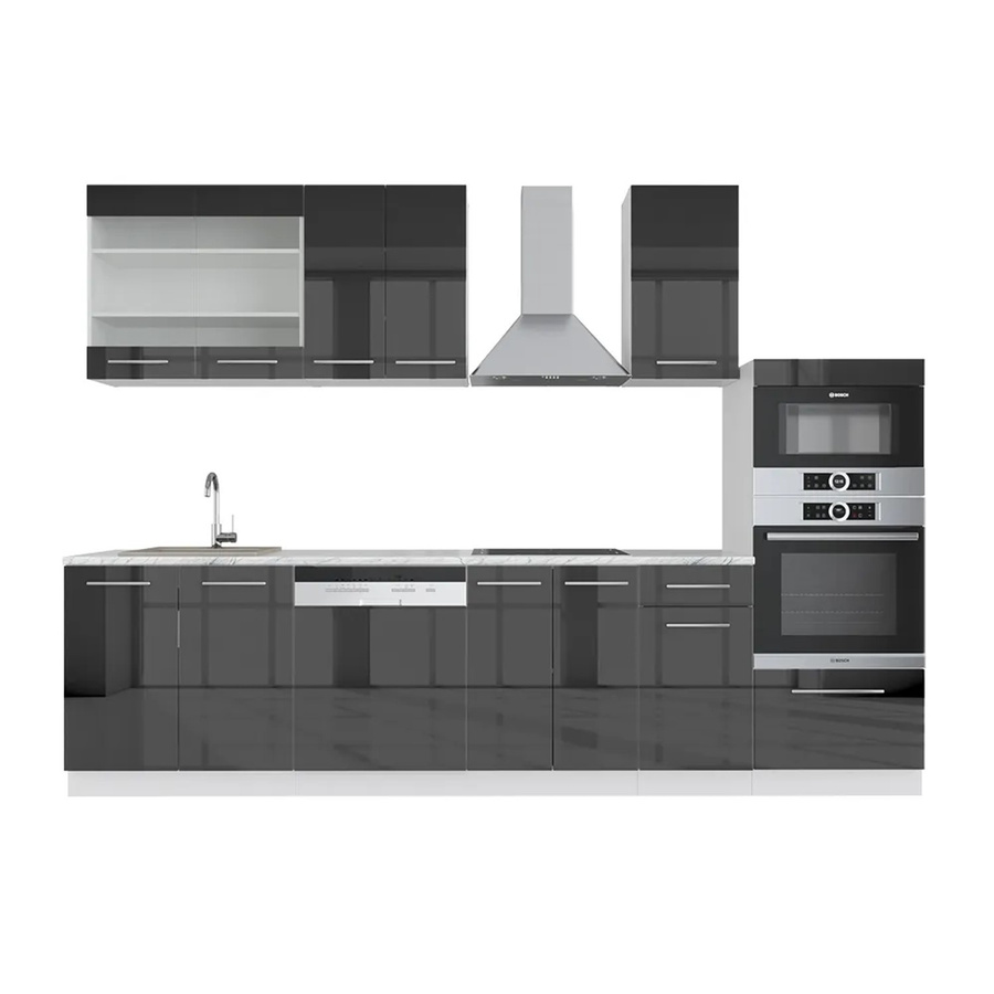 Vicco Fame-Line Küchenzeile in Anthrazit Hochglanz mit Softclose-Funktion Breite: 240 cm - Bild 3
