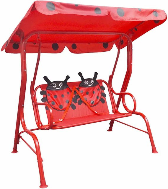 vidaXL Kinder-Hollywoodschaukel Rot mit Sonnendach aus Stahlrohr und Polyester - Bild 1