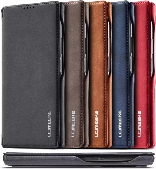 Flip-Leder-Handyhülle für Samsung Galaxy S26 S25 S24 S23 Ultra S22 Plus S21 FE S20 mit Kartenfach und Standfunktion in Braun - Bild 1