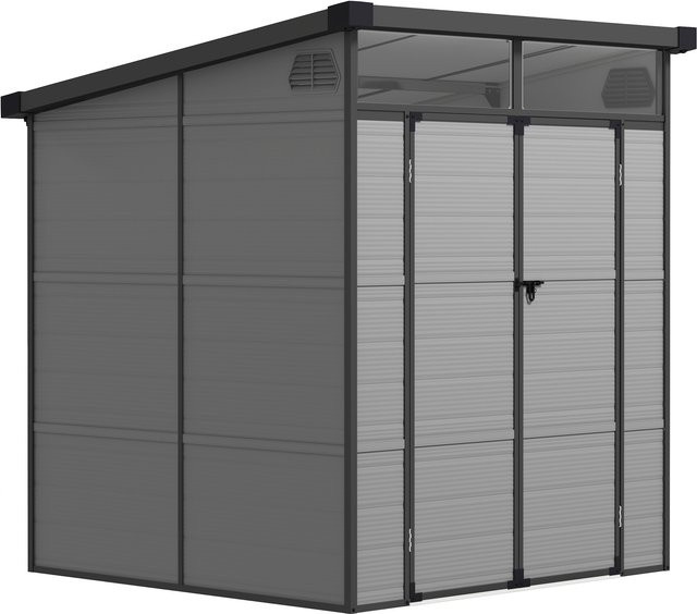 Outsunny Gerätehaus aus Kunststoff mit Pultdach in Hellgrau, B/T/H: 190 x 190 x 215 cm - Bild 1