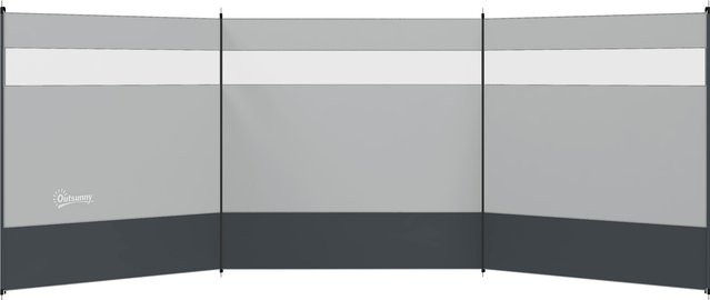 Outsunny Faltbarer Camping Windschutz mit Lichtquellenfenster in Grau, B/H: 440 x 140 cm - Bild 1