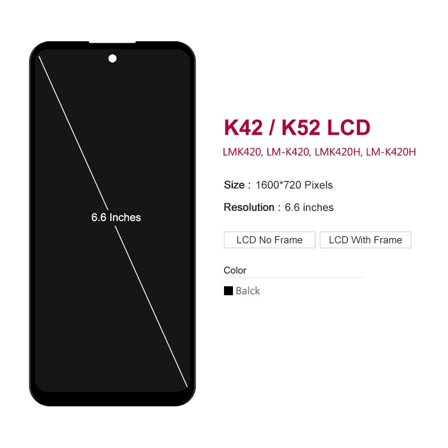 LG K42 LMK420 Ersatz LCD-Display mit 6,6 Zoll Touch-Digitizer und Rahmen in Schwarz sowie Kompatibilität für LG K52 LMK520 - Bild 2