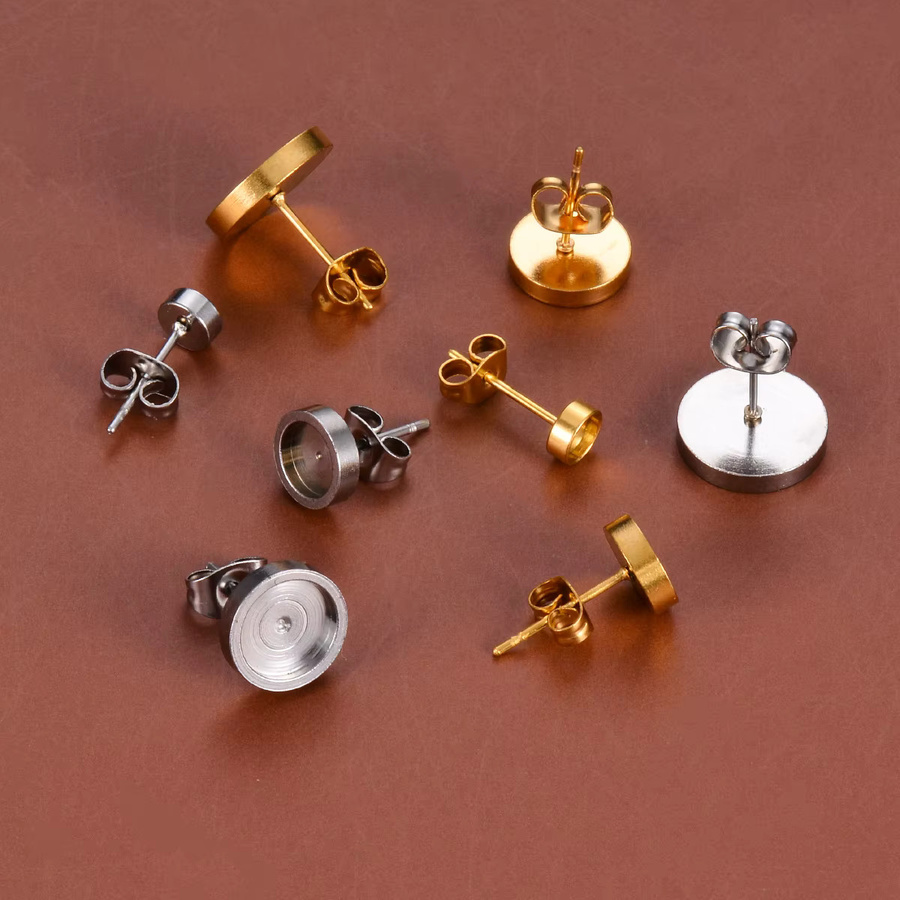 Ohrstecker Edelstahl, 4 mm bis 10 mm, für Schmuckherstellung - Bild 2