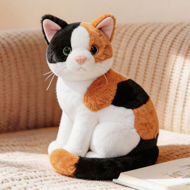 Sitzende Katze mit schrägem Kopf, Plüschtier, 26cm - Bild 1