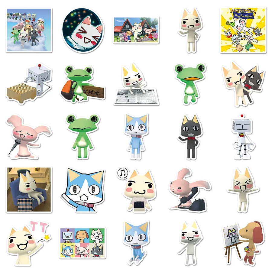 Wasserfeste Inoue Toro Cartoon Aufkleber mit lustigen Katzen-Memes in Multicolor für Laptop, Telefon und Gepäck - Bild 3