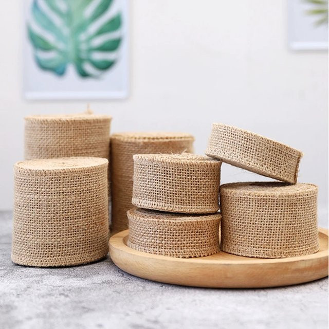 Natürliches Jute-Sackleinenband in Beige für Vintage- und Hochzeitsdekoration, 5 m Rolle - Bild 1