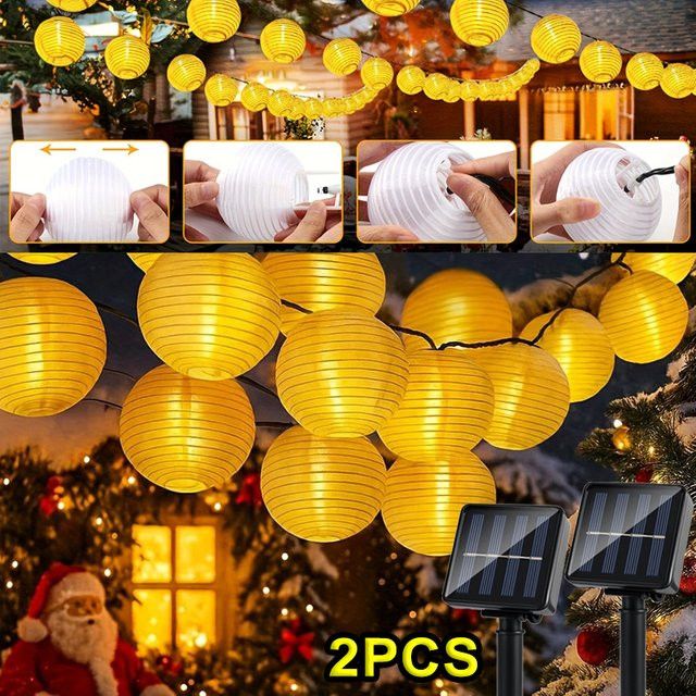 Leclstar Solar-Lichterketten für den Außenbereich mit 20 oder 30 Laternen, IP65 wasserdicht, 8 Modi für Garten, Terrasse und Camping, 2 Stück - Bild 1